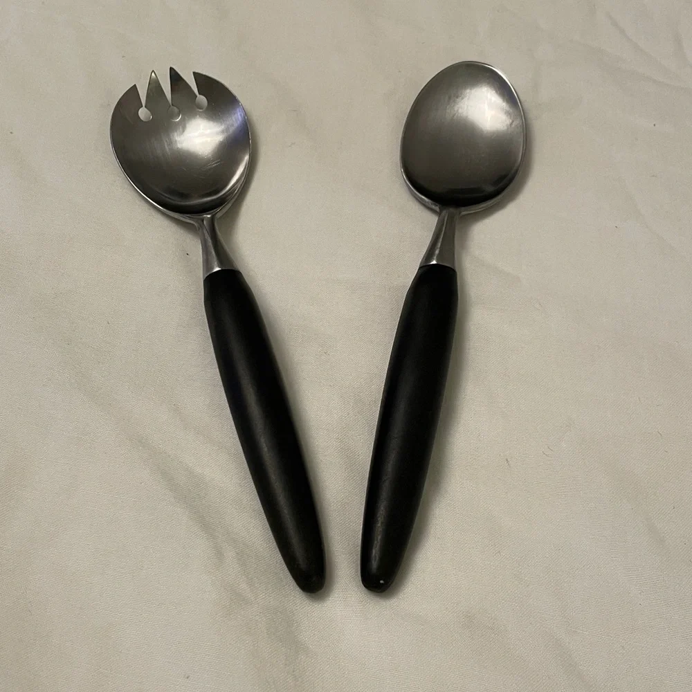 Vintage “400” BY PRESENT Stainless Japan Salad Serving Spoon Set BAKELITE Handle